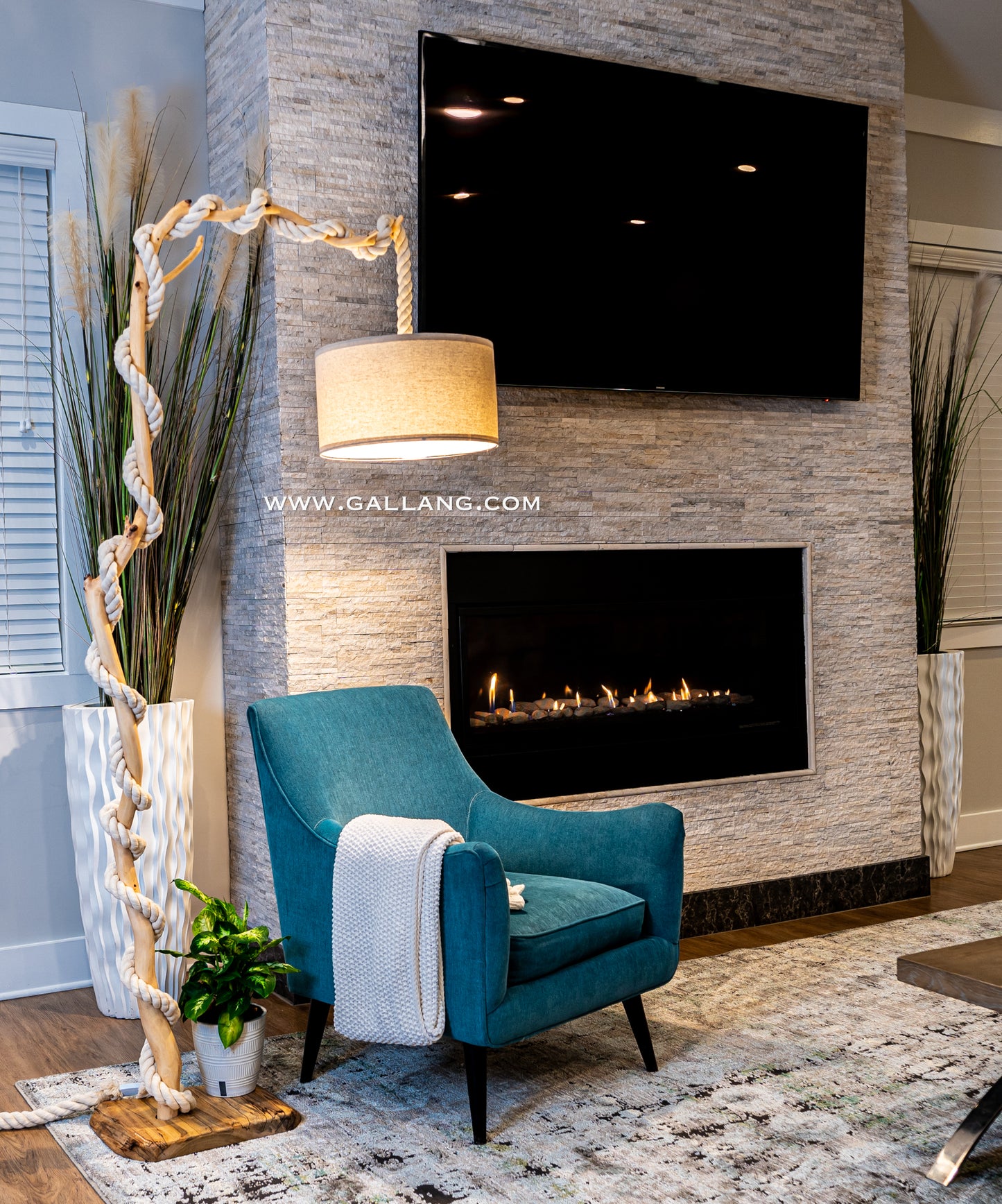 Twisted Driftwood Floor Lamp Art- "LATTE"