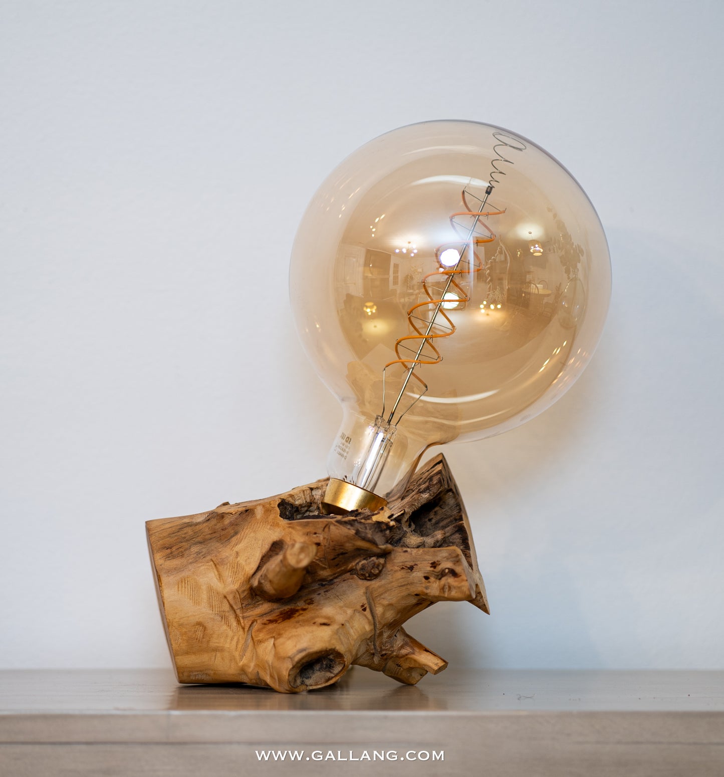 Rustic Wood Table Lamp- “Pulse”