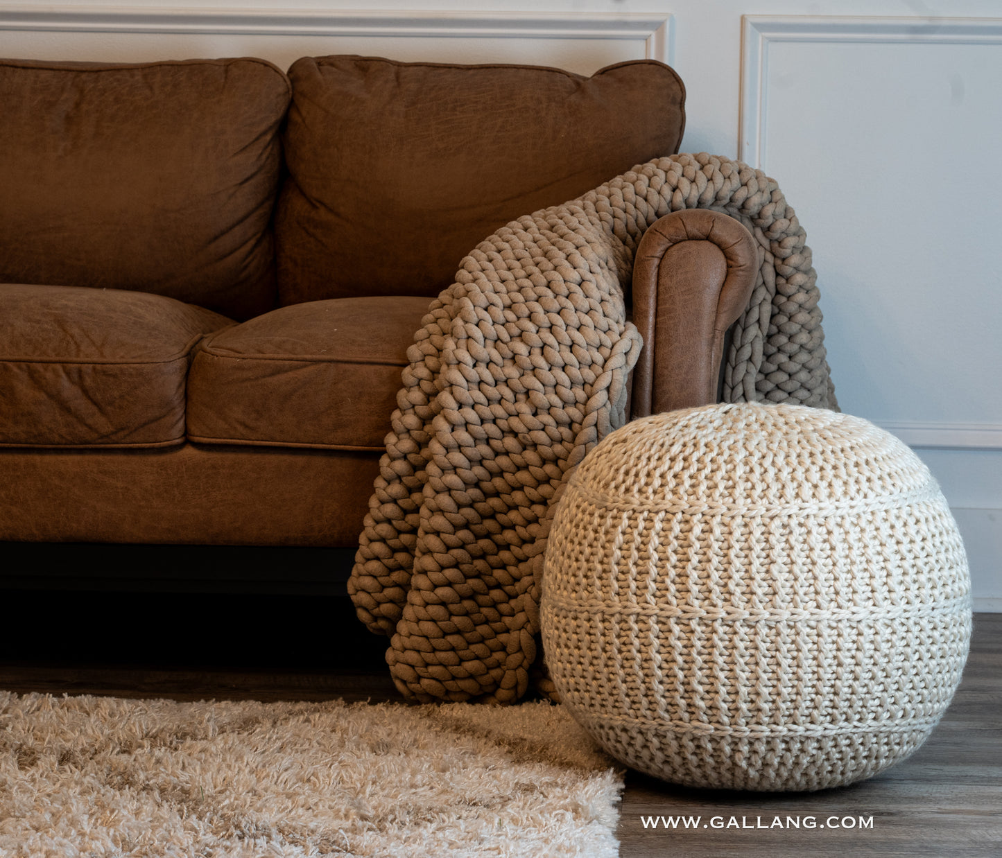 Macrame Knitted Pouf
