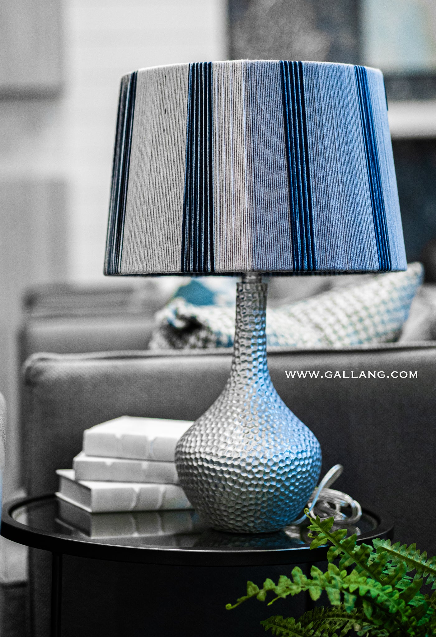 Deep blue textured desk lamp