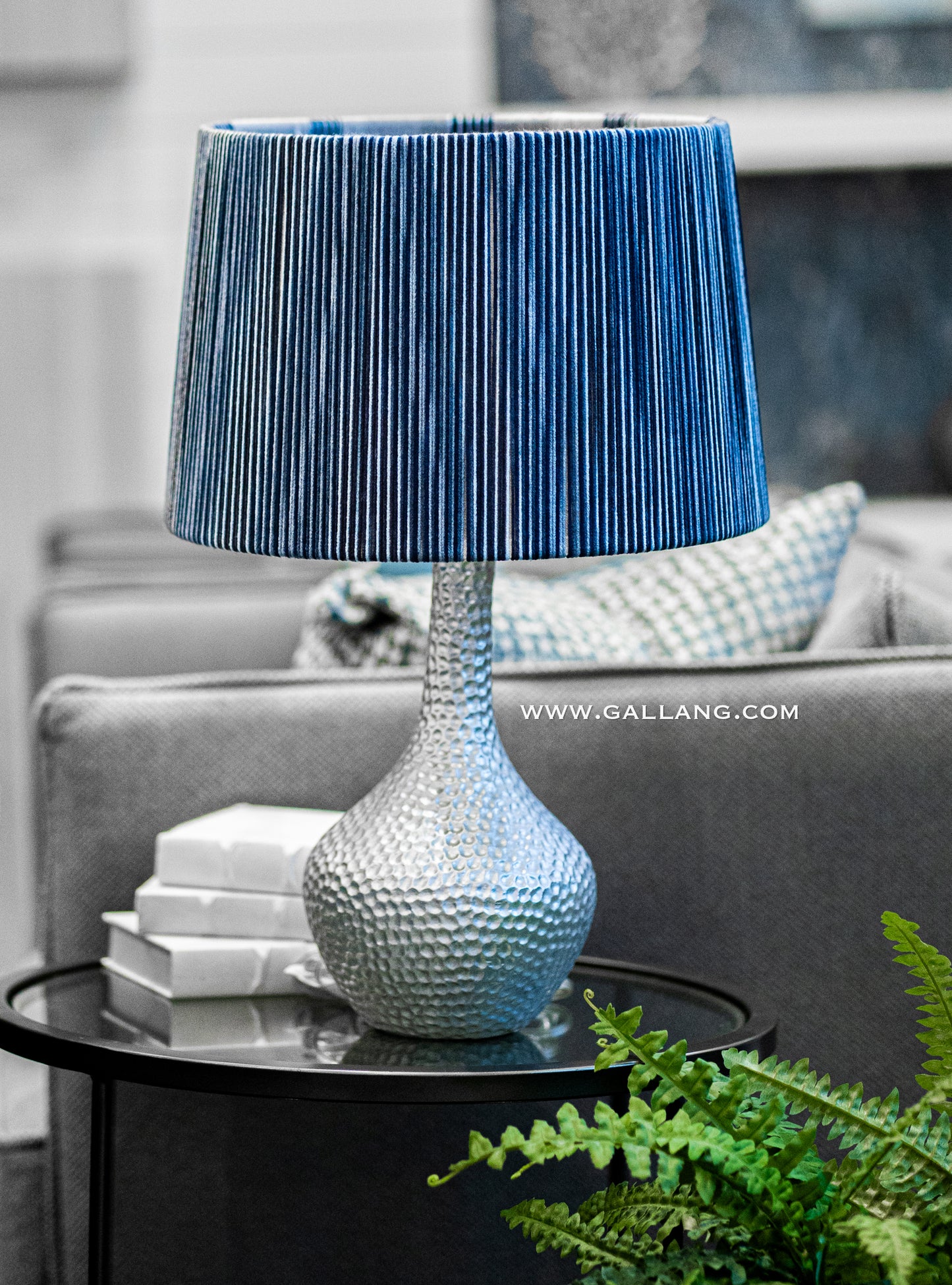 Deep blue textured desk lamp