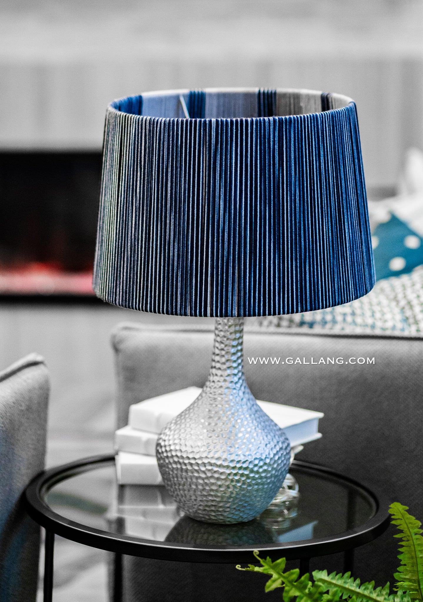 Deep blue textured desk lamp