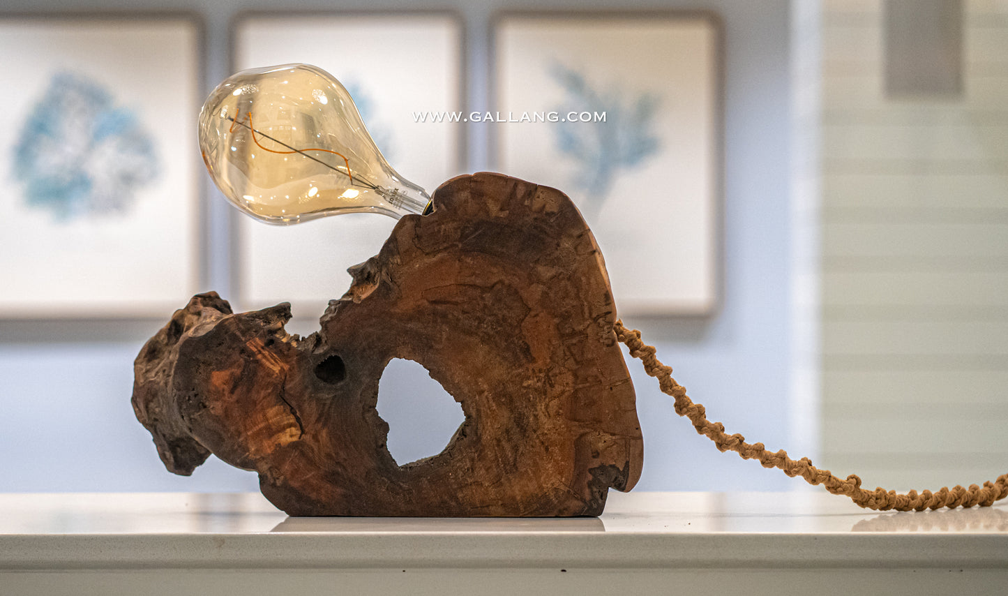 Wooden table lamp - love